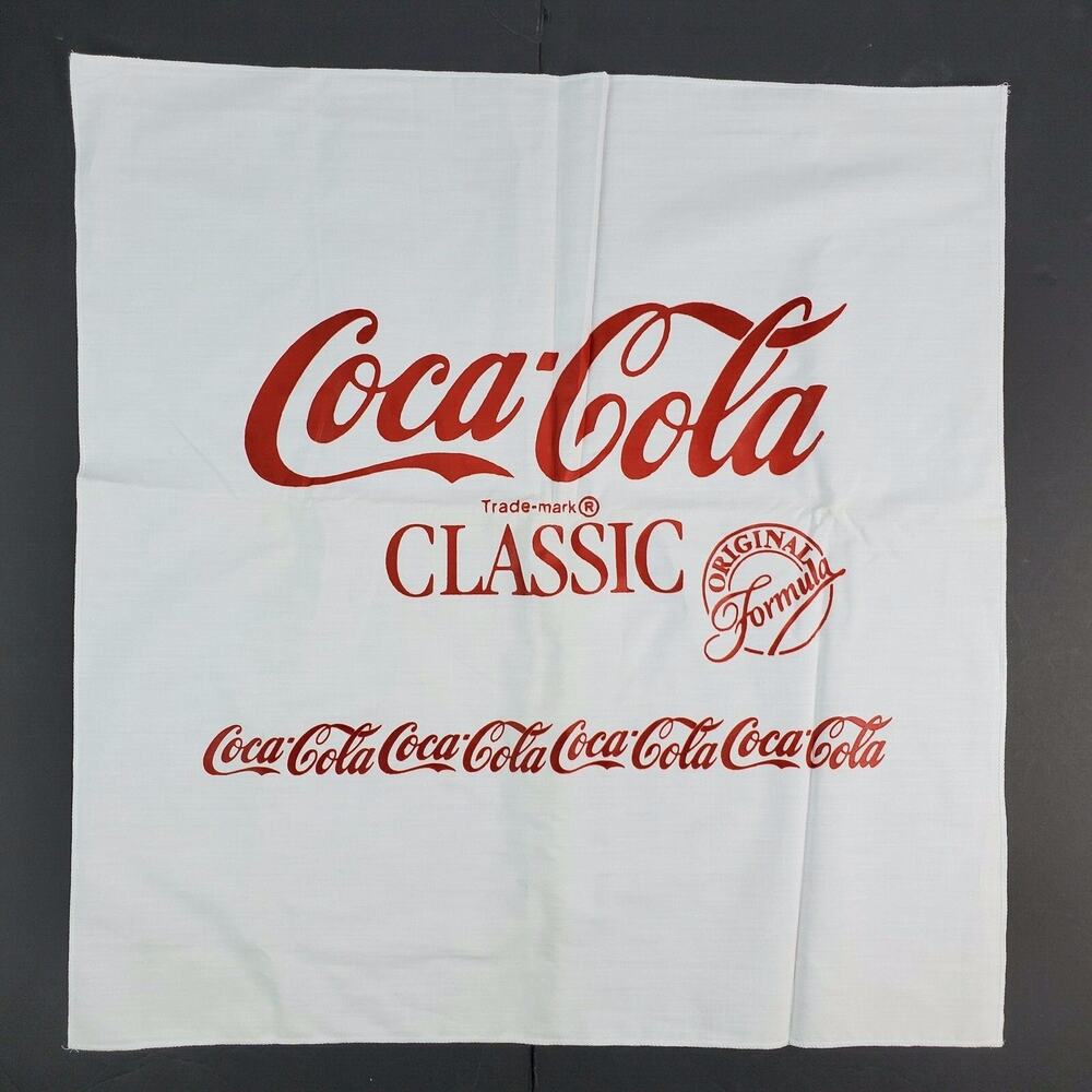 Lot of 11 Coca-Cola Classic Bandana White Cotton Red Logo Napkins 21" x 22"